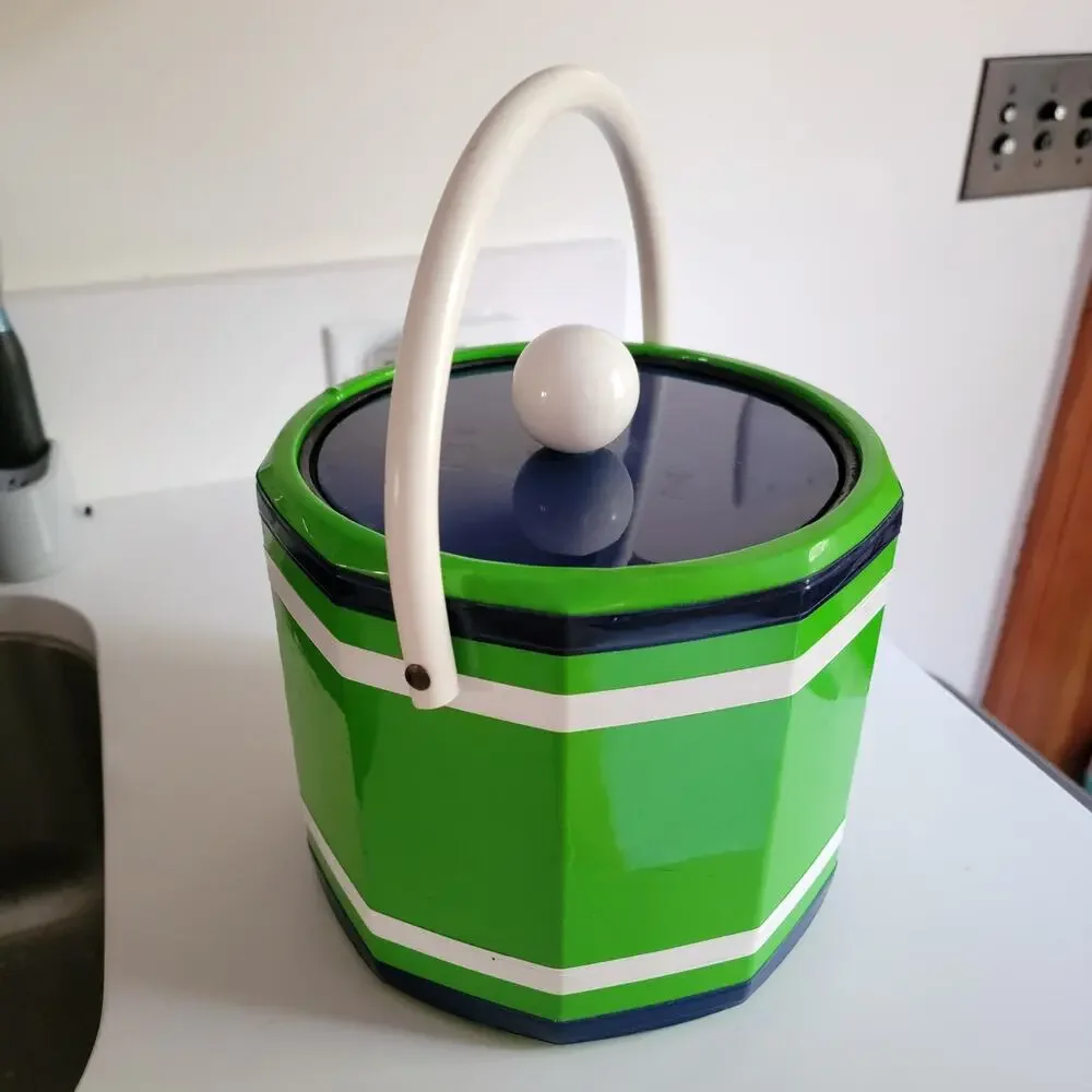 Random Vintage MCM Green Vinyl Decagon Ice Bucket